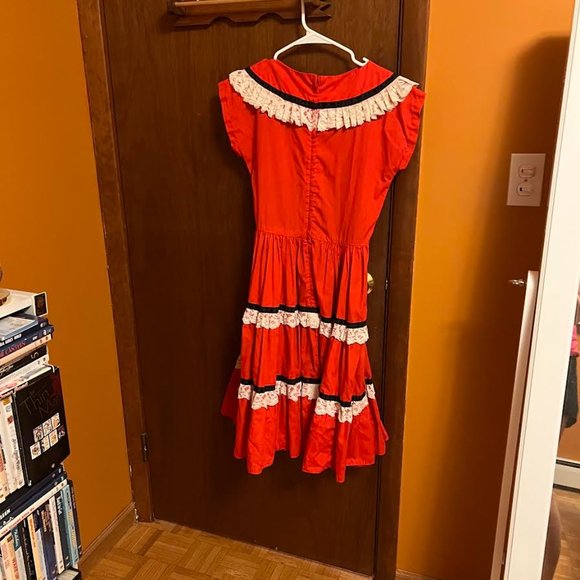 Vintage 1940s Red White Dress XS Bellina of Miami Inc - Picture 3 of 6